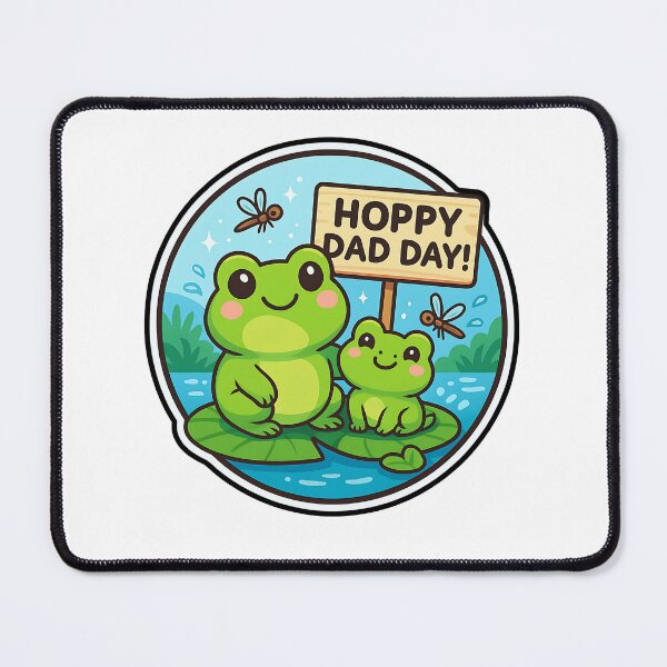Item preview, Father's Day Sticker: Chibi Frog Dad & Kid on Lily Pads - "Hoppy Dad Day!" designed and sold by Nuist25.