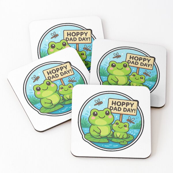 Item preview, Father's Day Sticker: Chibi Frog Dad & Kid on Lily Pads - "Hoppy Dad Day!" designed and sold by Nuist25.