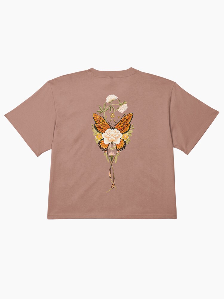 Thumbnail 2 of 4, Boxy T-Shirt, Tattoo Butterfly Peonies designed and sold by Ruta.