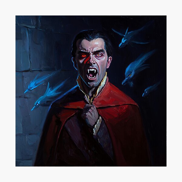 Item preview, Evil Vampire Dracula Haunted House Creepy Portrait all art Halloween designed and sold by Vintage Designs +.