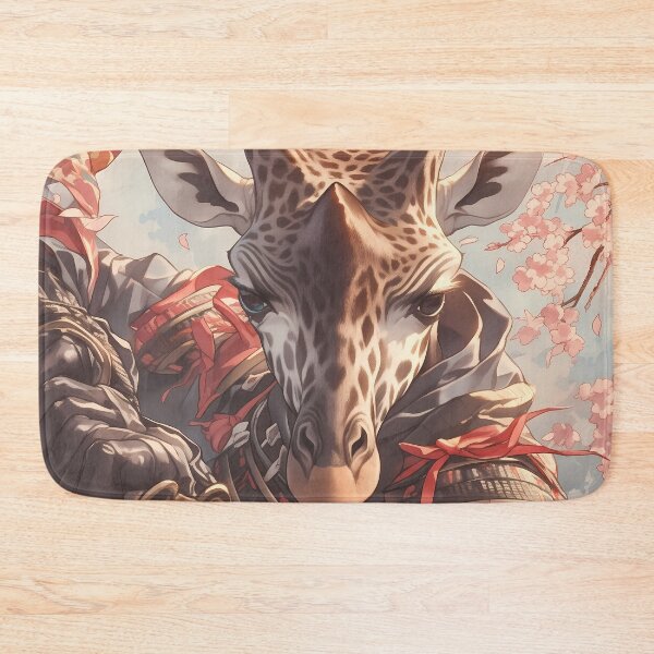 Item preview, Samurai Giraffe Wielding Katana Blooming Cherry Blossoms Battle Stance designed and sold by kludtmiessek.