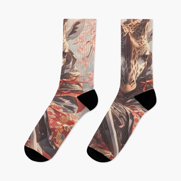Item preview, Samurai Giraffe Wielding Katana Blooming Cherry Blossoms Battle Stance designed and sold by kludtmiessek.