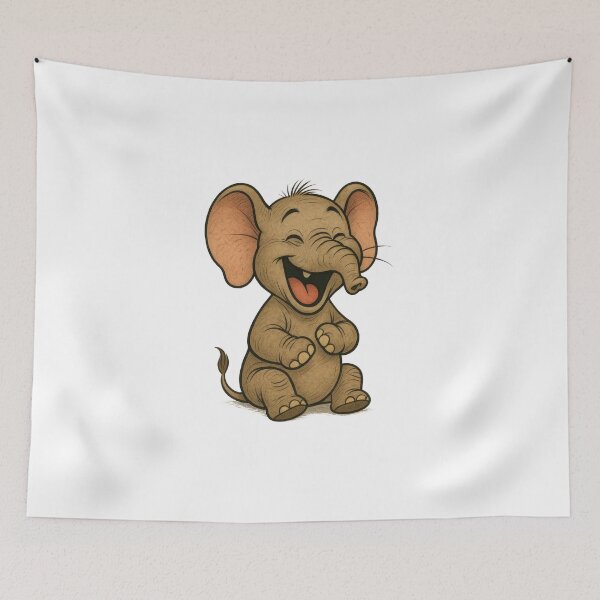 Item preview, Adorable Cartoon Elephant Laughing Cheerfully in a Cute and Playful Pose designed and sold by Por_photos.