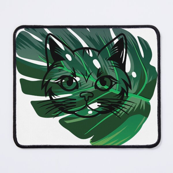Item preview, Green Cat Monstera Leaf Art designed and sold by KantaponEarth.