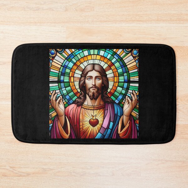 Item preview, Sacred Heart of Jesus Stained Glass - Vibrant Religious Iconography designed and sold by Psycho-Crazy.