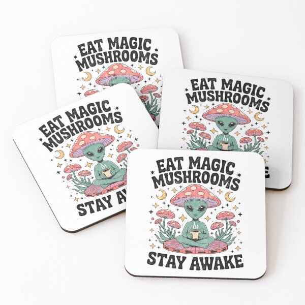 Item preview, Eat Magic Mushrooms Alien – Psychedelic Space Coffee Art designed and sold by Mystikos Art.