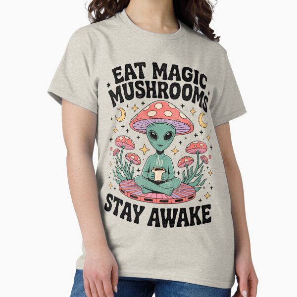 Item preview, Eat Magic Mushrooms Alien – Psychedelic Space Coffee Art designed and sold by Mystikos Art.