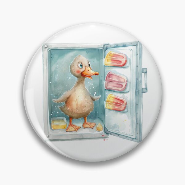 Item preview, Funny Duck Chilling in a Freezer – Summer Heat Relief Cartoon designed and sold by VikArt7.