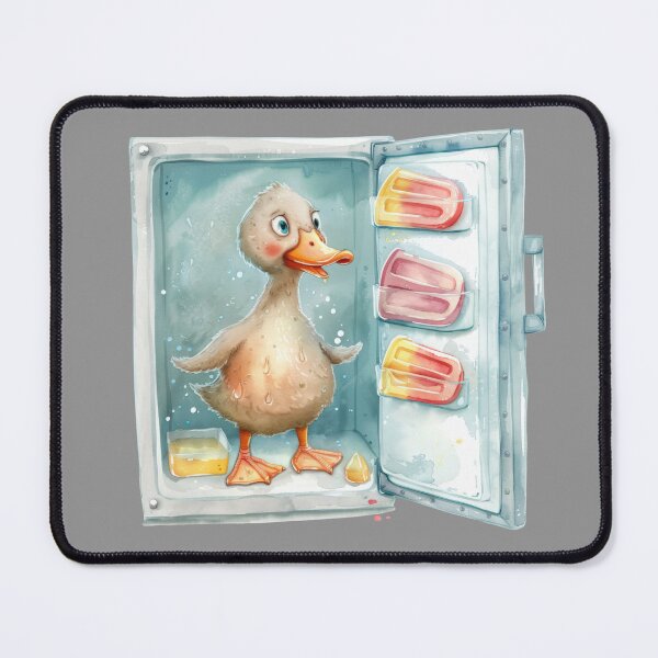 Item preview, Funny Duck Chilling in a Freezer – Summer Heat Relief Cartoon designed and sold by VikArt7.