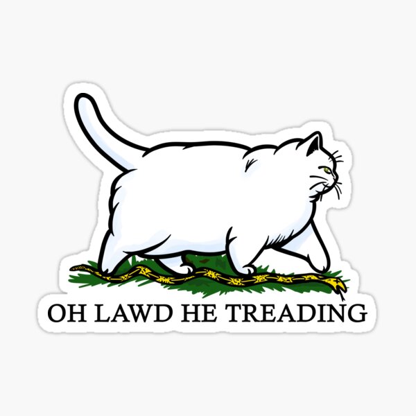 Item preview, Oh Lawd He Treading Chonky White Cat designed and sold by KilkennyCat Art.