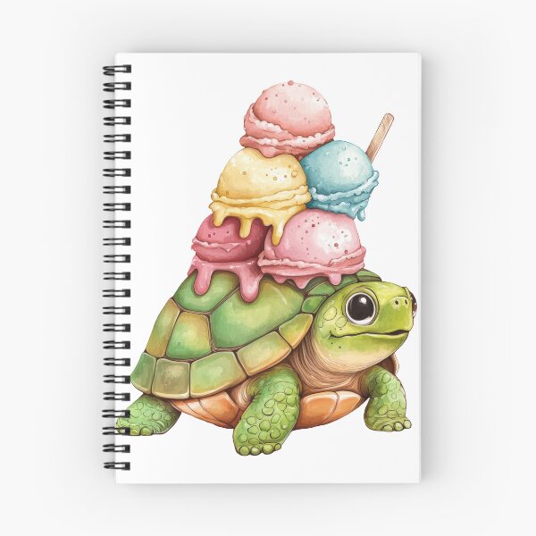 Item preview, Cute Turtle Carrying Ice Cream Stack – Summer Cartoon Illustration designed and sold by VikArt7.