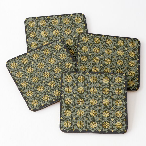 Item preview, Islamic Golden Dark Green Pattern – Elegant Geometric Design designed and sold by Tarjiart.