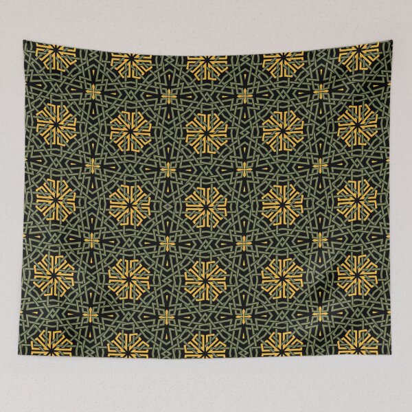 Item preview, Islamic Golden Dark Green Pattern – Elegant Geometric Design designed and sold by Tarjiart.