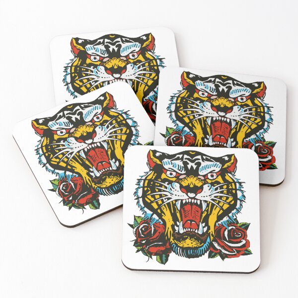 Item preview, tiger rose flower tattoo tattoo roar leaf designed and sold by Achille3777.