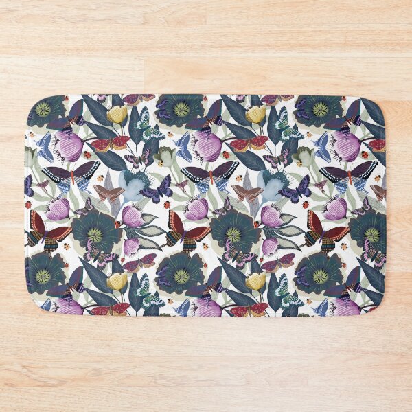 Item preview, Tulips butterflies and lady bugs on white designed and sold by phatlizzardart.
