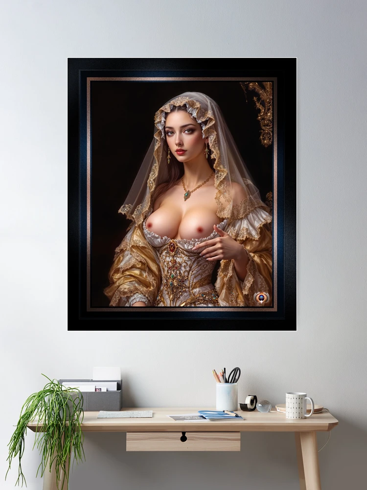 Renaissance Portrait Of The Seductive Beauty Lycia Lysandra Captivating AI Concept Art by Xzendor7 Room Decor Poster Art Print