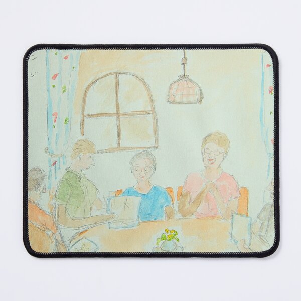 Item preview, Watercolor Sketch of A family browsing the menu at a cozy restaurant in Reichenau, Germany, Made in Japan designed and sold by pinkish-petals.