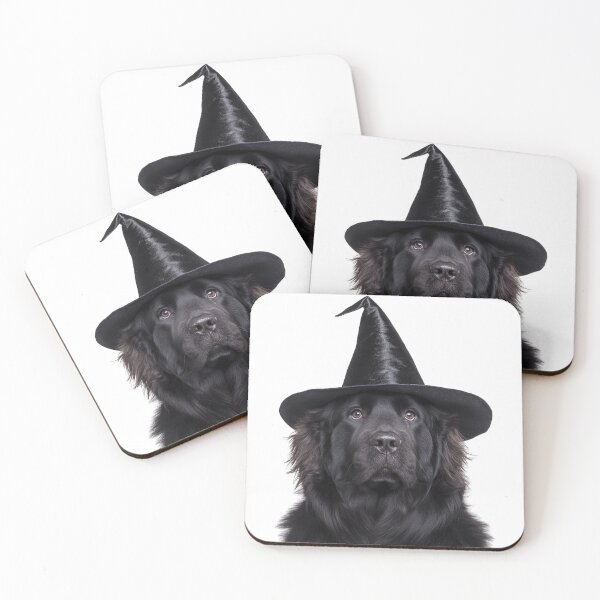 Item preview, Newfoundland dog Wearing Halloween Witch Hat designed and sold by LazyOwlStore.