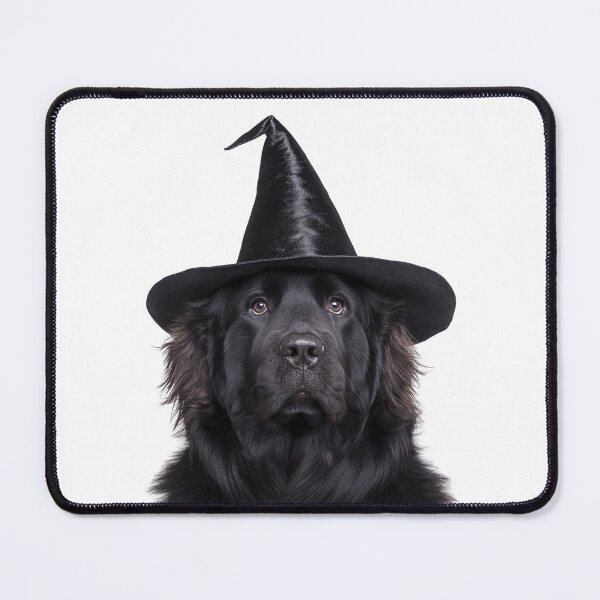 Item preview, Newfoundland dog Wearing Halloween Witch Hat designed and sold by LazyOwlStore.