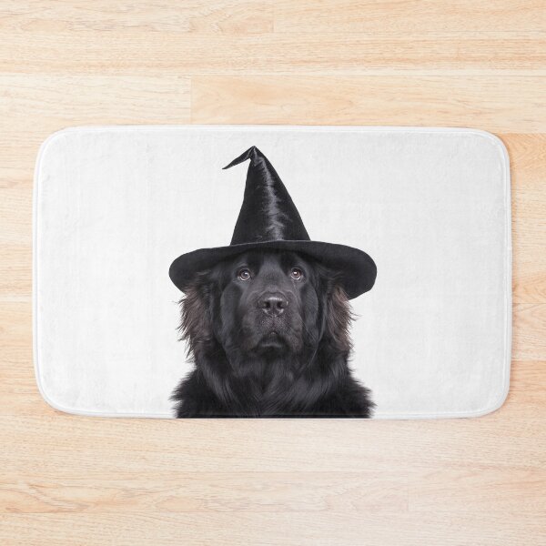 Item preview, Newfoundland dog Wearing Halloween Witch Hat designed and sold by LazyOwlStore.