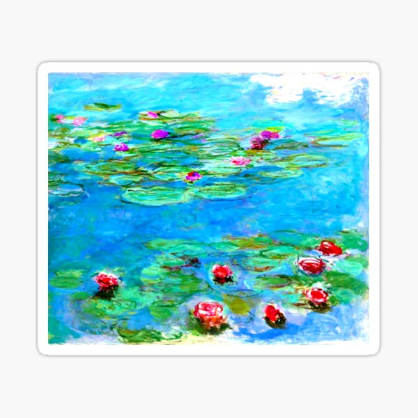 Item preview, Claude Monet - Cyan Blue Water Lilies /  Nymphéas Vert d'eau designed and sold by Gascondi.