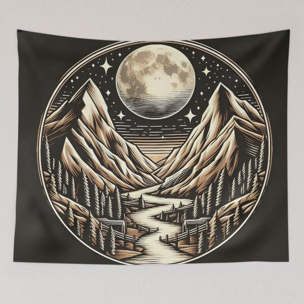 Item preview, Full Moon Over Majestic Mountain Valley designed and sold by FusionGaze.