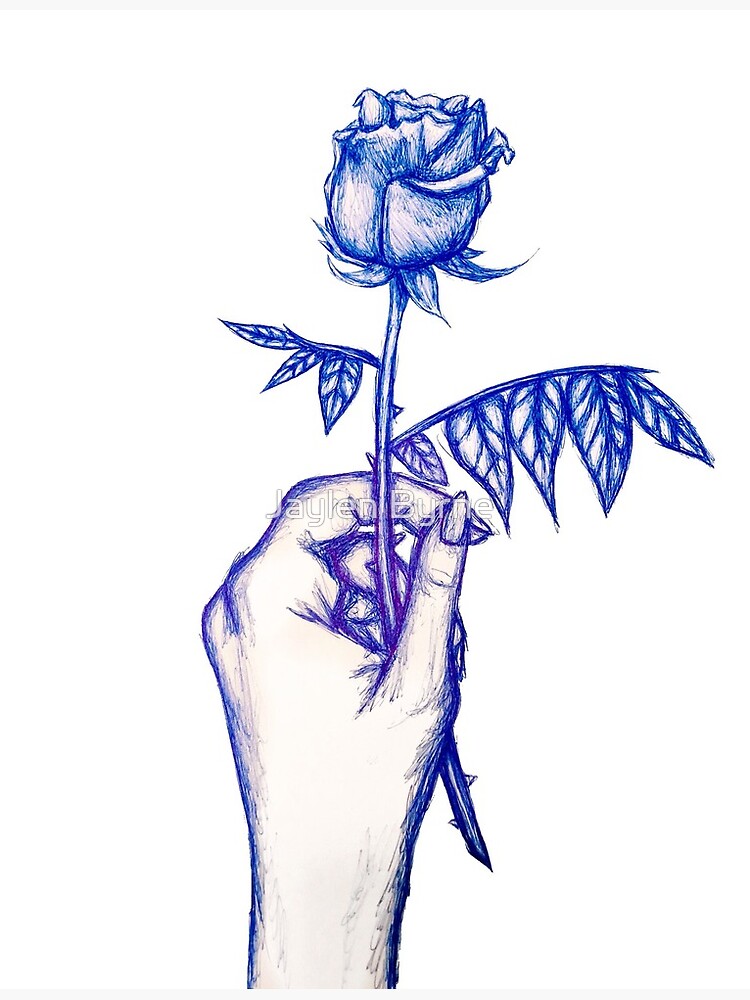 "Ink Drawing of Hand Holding Rose" Art Print by jayjay171 Redbubble