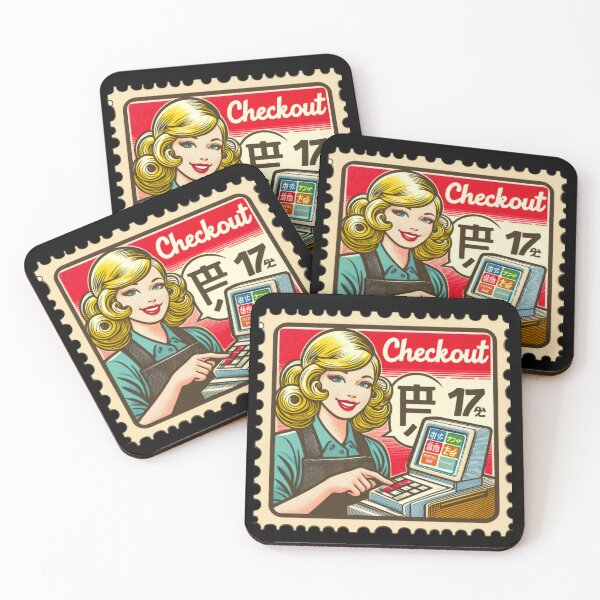Item preview, Retro Checkout Girl Vintage Stamp  designed and sold by No1RetroStamps.