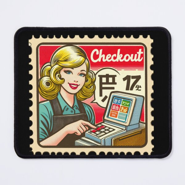 Item preview, Retro Checkout Girl Vintage Stamp  designed and sold by No1RetroStamps.