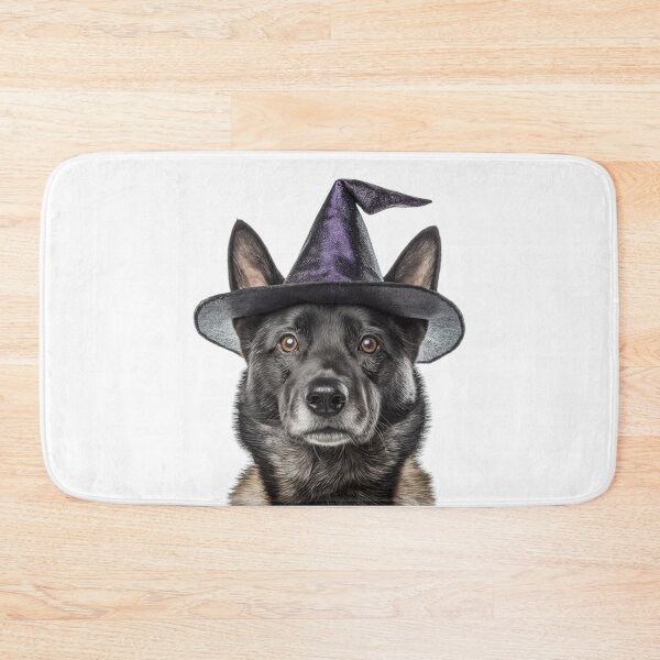 Item preview, Norwegian Buhund dog Wearing Halloween Witch Hat designed and sold by LazyOwlStore.