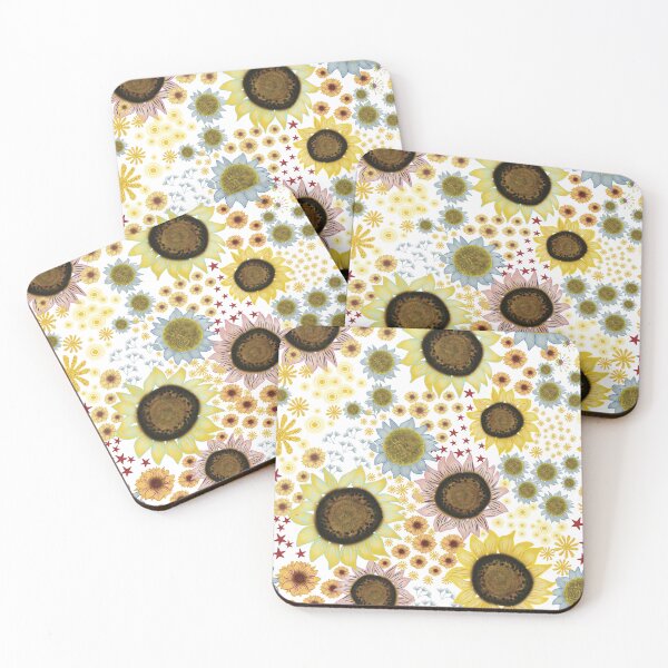 Item preview, Abundance of sunflowers on white designed and sold by phatlizzardart.