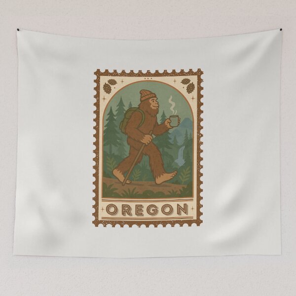 Item preview, Retro Bigfoot Oregon Stamp Art designed and sold by arowh.