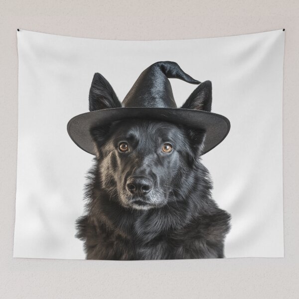 Item preview, Norwegian Elkhound Dog Wearing Halloween Witch Hat designed and sold by LazyOwlStore.