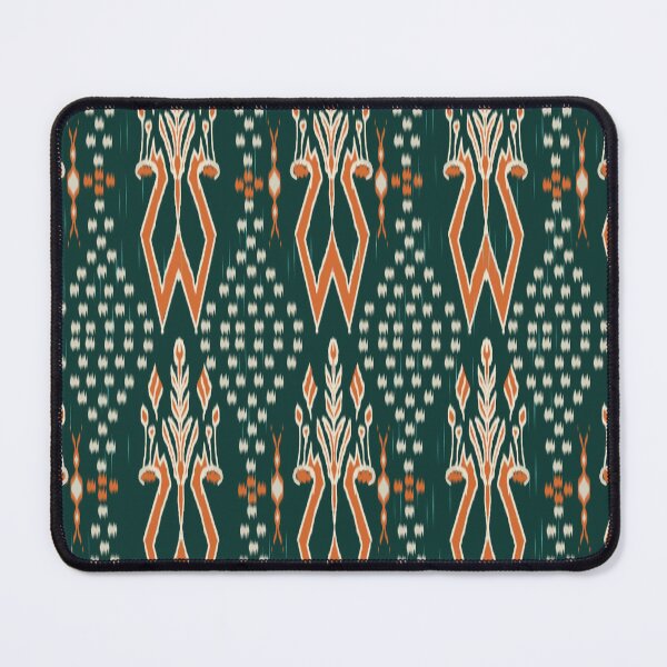 Item preview, Modern Thai Tribal Motif – Green & Orange Ikat Inspired Floral Pattern designed and sold by Mondee Shop.