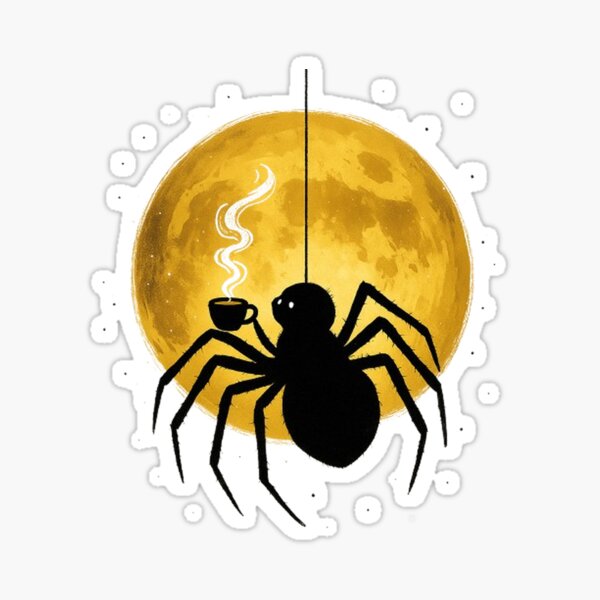 Item preview, Spider Coffee Break Under the Full Moon designed and sold by GBArtistic.