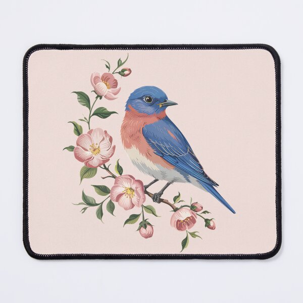 Item preview, Eastern Bluebird with Spring Blossoms designed and sold by BirdsnStuff.