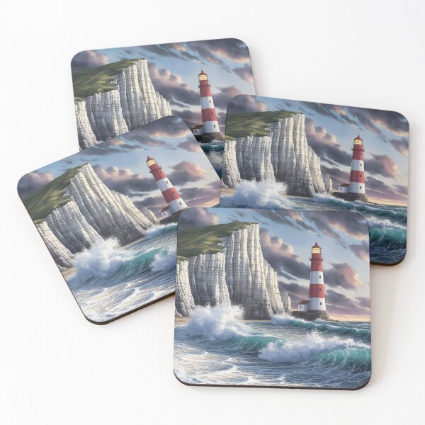Item preview, Beachy Head Lighthouse: Red‑and‑White Beacon on England’s Cliffs designed and sold by LSVart.