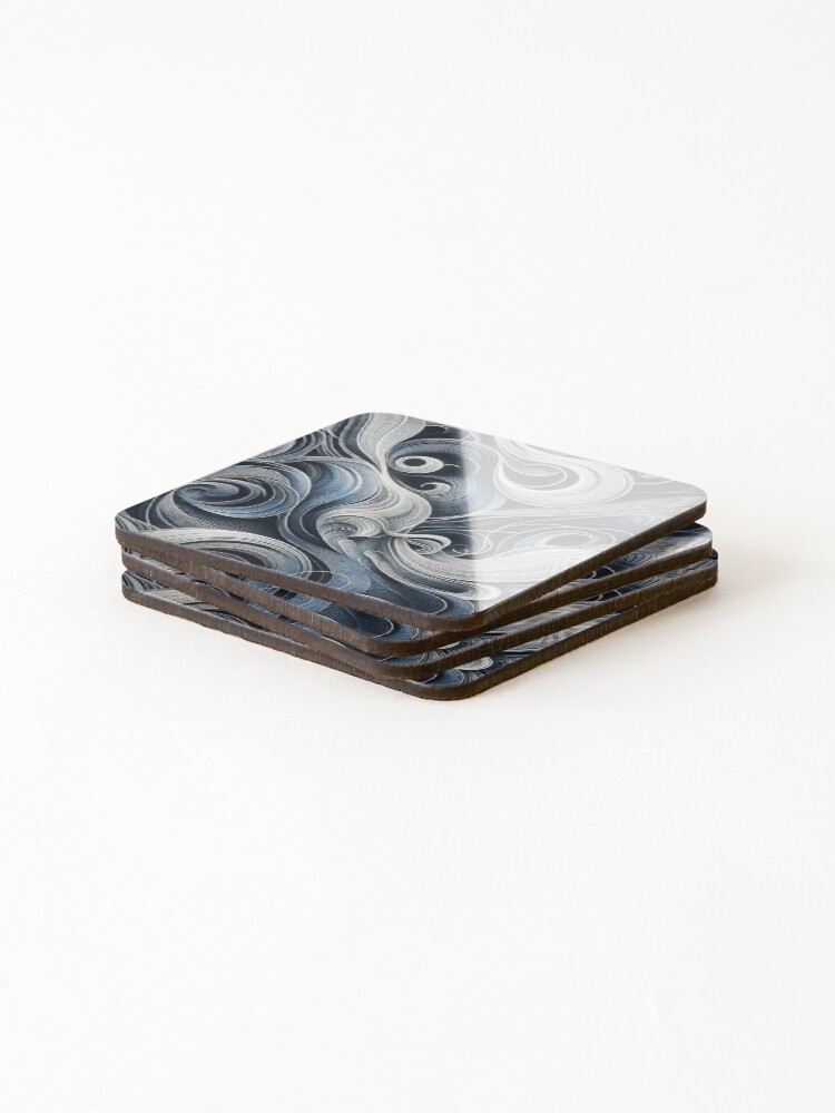 Thumbnail 4 of 5, Coasters (Set of 4), Abstract Blue Ribbons designed and sold by Intriguing-Shop.