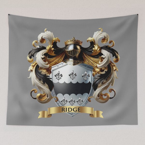 Item preview, Ridge Family Crest – Elegant Black & Silver Heraldic Coat of Arms designed and sold by Highlandkings.