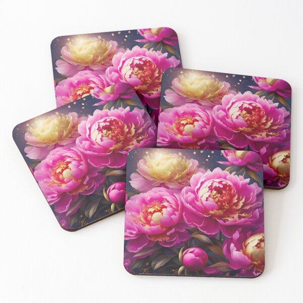 Item preview, Beautiful pink peonies with gold accents designed and sold by MarionsArt.