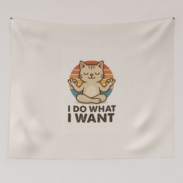 Item preview, Retro Zen Cat Doing What It Wants – Funny Yoga Meditation Quote designed and sold by Amr Siam.