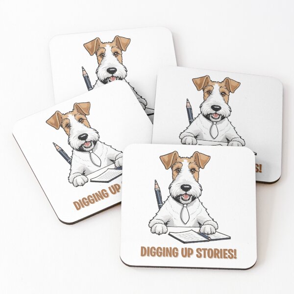 Item preview, Unique Funny Fox Terrier Dog Owner – Journalist Cartoon Gift – Whimsical Pet-Themed Artwork – Pet and Owner Humor Cartoons designed and sold by KoraTalks.