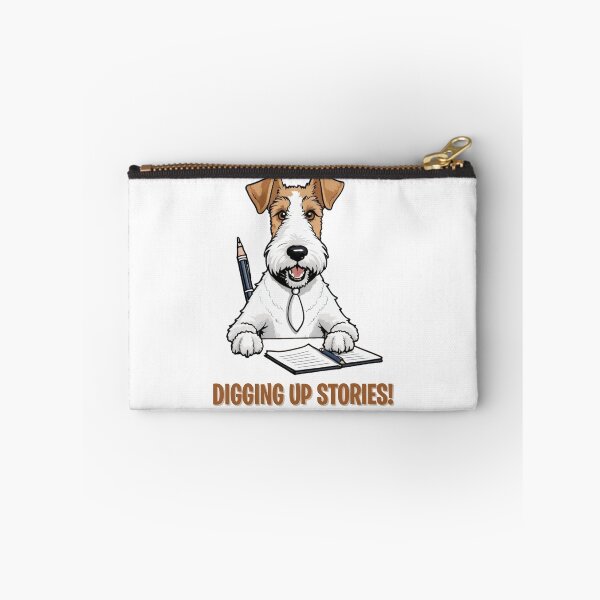 Item preview, Unique Funny Fox Terrier Dog Owner – Journalist Cartoon Gift – Whimsical Pet-Themed Artwork – Pet and Owner Humor Cartoons designed and sold by KoraTalks.
