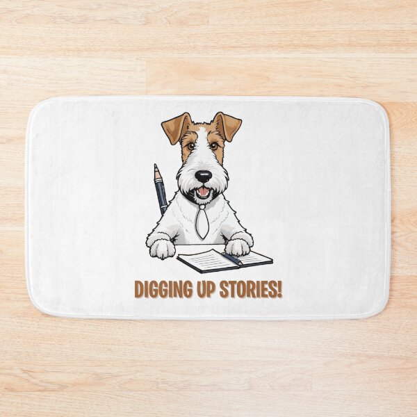 Item preview, Unique Funny Fox Terrier Dog Owner – Journalist Cartoon Gift – Whimsical Pet-Themed Artwork – Pet and Owner Humor Cartoons designed and sold by KoraTalks.