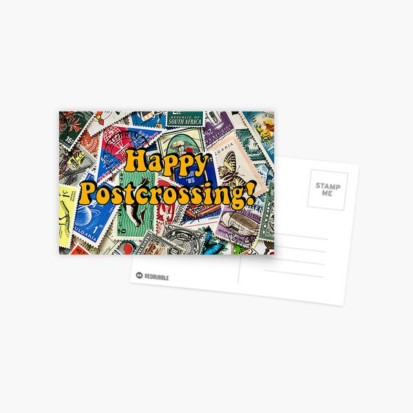 Artikel-Vorschau von Viel Spaß beim Postcrossing! Design und Vintage-Briefmarken-Collage-Foto von Melissa Longhurst, designt und verkauft von dearvintagepost.