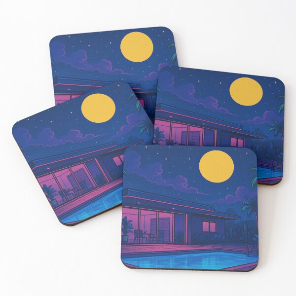 Item preview, Lo-Fi Night Pool Scene | Neon Mid-Century Vapor Wave Dreamscape designed and sold by DreamCraze.
