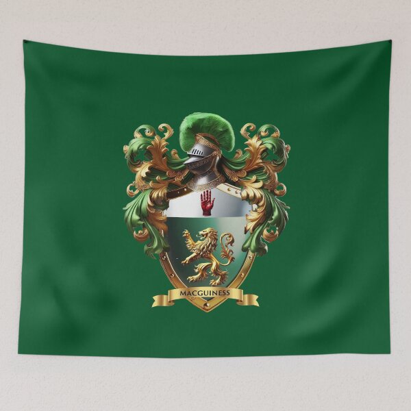 Item preview, MacGuiness Family Crest – Irish Heraldic Coat of Arms with Red Hand & Golden Lion designed and sold by Highlandkings.
