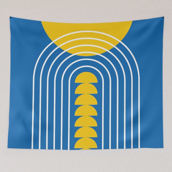 Item preview, Modern Mid Century Gateway Sun Rainbow 10 in Yellow French Blue designed and sold by nineFlorals.