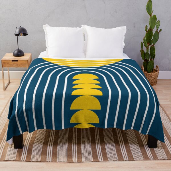 Item preview, Modern Mid Century Gateway Sun Rainbow 11 in Mustard Yellow Navy Blue designed and sold by nineFlorals.