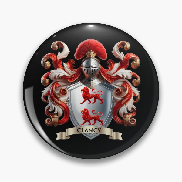 Item preview, Clancy Family Crest – Irish Heraldic Coat of Arms with Twin Red Lions designed and sold by Highlandkings.